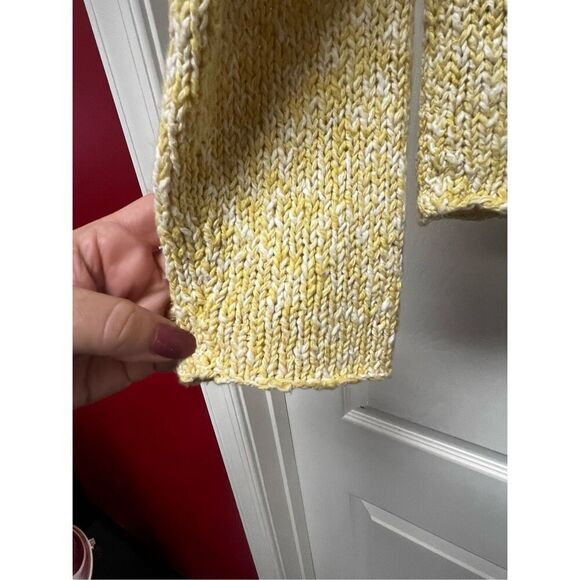 Eileen Fisher Yellow & White Shaw Collar Single Button Cardigan Sweater sz S EUC - Picture 6 of 9
